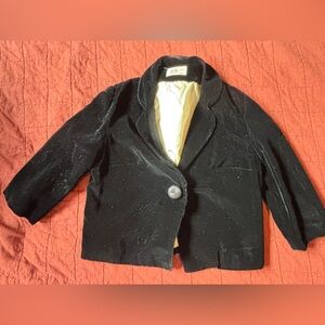 Black Velvet Blazer with Button